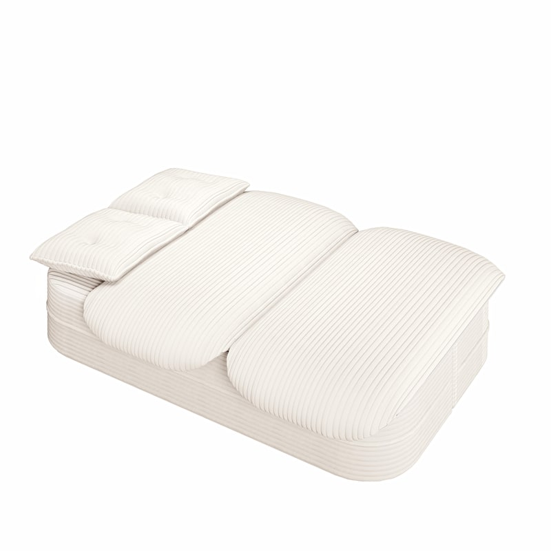 78.7" Modern Convertible Corduroy Sofa Bed with 2 Pillows, Floor Deep Seat Sleeper Couch, Foldable 2-in-1 Sofa for Living Room