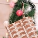 preview thumbnail 1 of 1, Fabdivine Handmade Christmas Stocking Floral Block Print 10X4.5 Inch Tassel Loop for Home Décor - 10"X4.5" Christmas Stockings - Garud- Black, Brown
