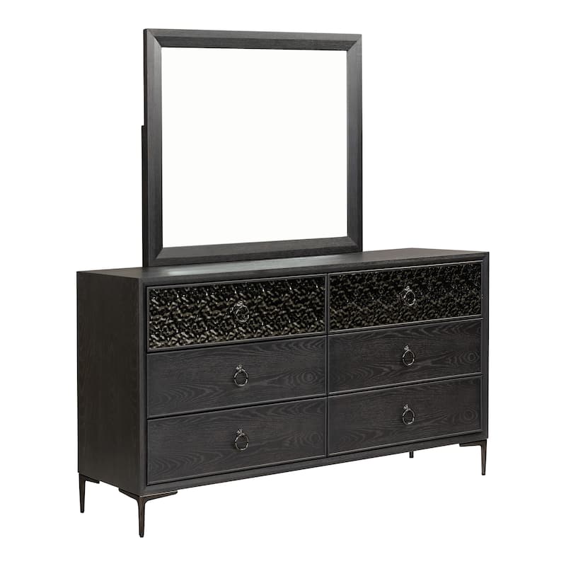 Furniture of America Fable Modern 2-Piece Solid Wood Dresser and Mirror Set