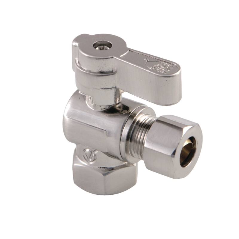 Kingston Brass 3/8" FIP X 3/8" OD Comp Angle Stop Valve - Brushed Nickel