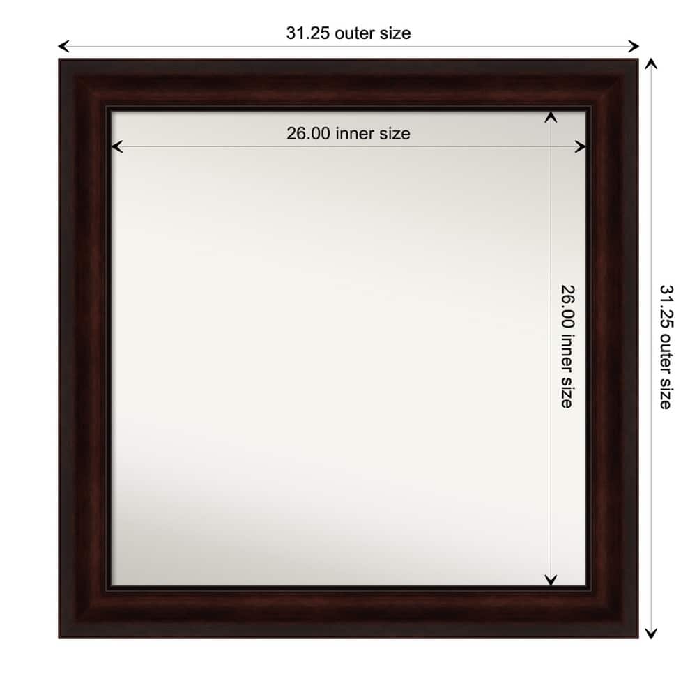 Coffee Bean Brown Framed Non-Beveled Custom Wall Mirror, Bathroom Vanity Mirror