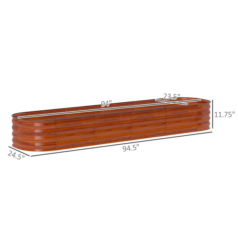 Outsunny 7.9' x 2' x 1' Galvanized Raised Garden Bed Kit, Outdoor Metal Elevated Planter Box with Safety Edging