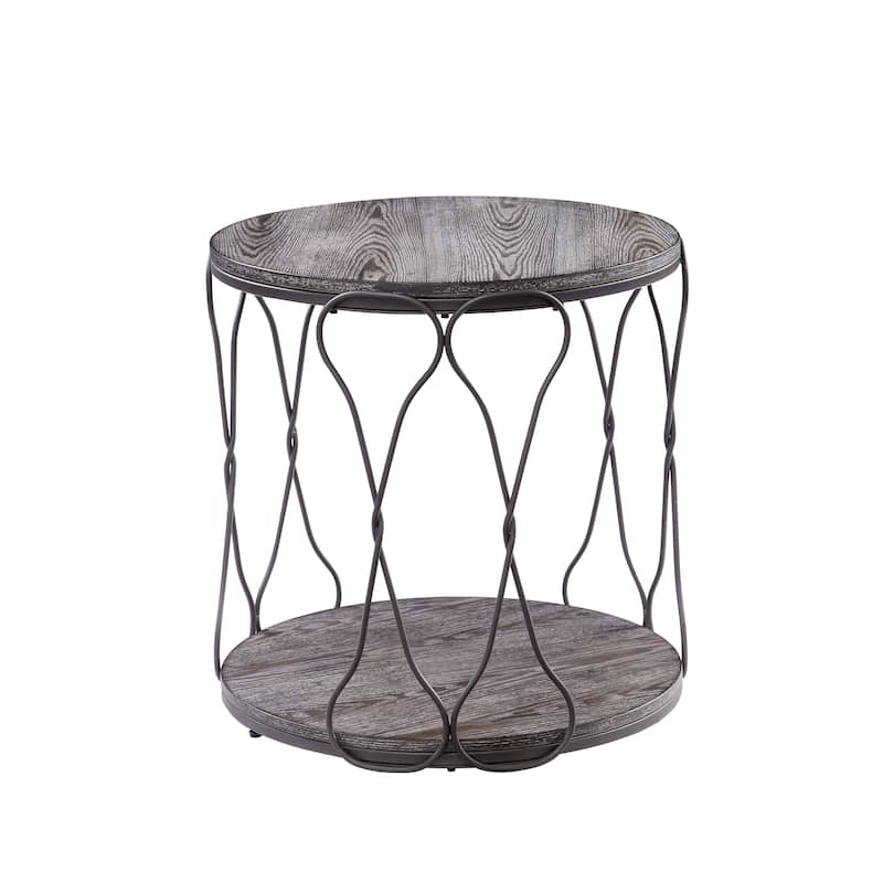 Lizi Rustic Grey 24-inch Metal 1-Shelf Side Table by Furniture of America