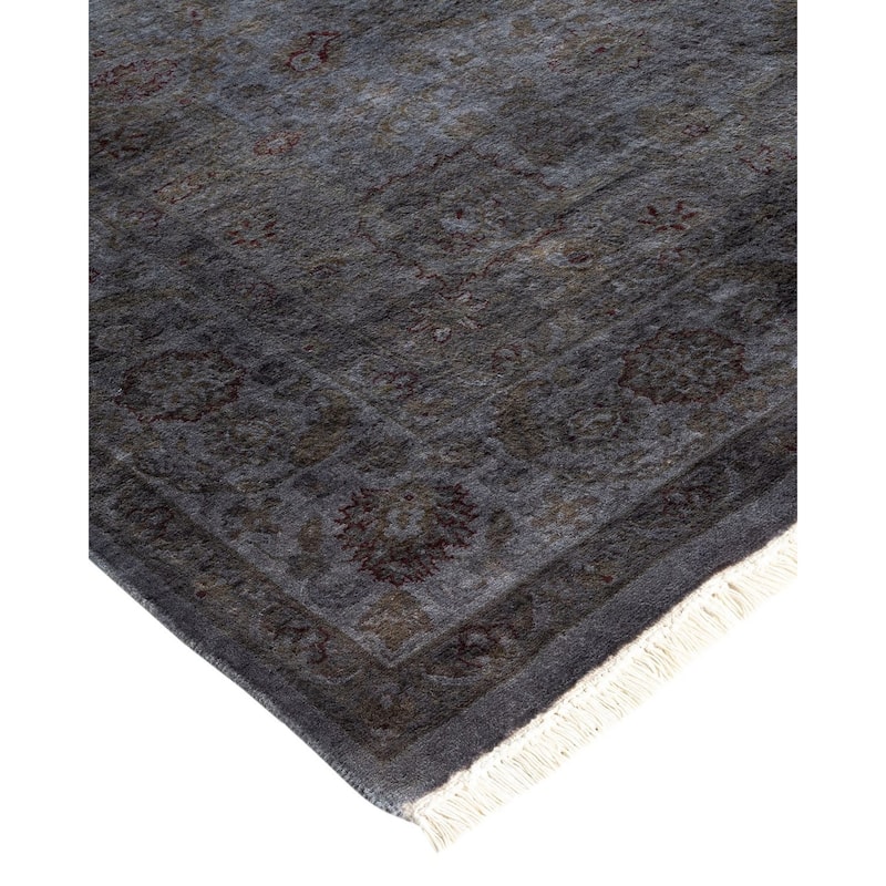 Overton Hand Knotted Wool Vintage Inspired Modern Contemporary Overdyed Gray Area Rug - 4' 7" x 6' 10"