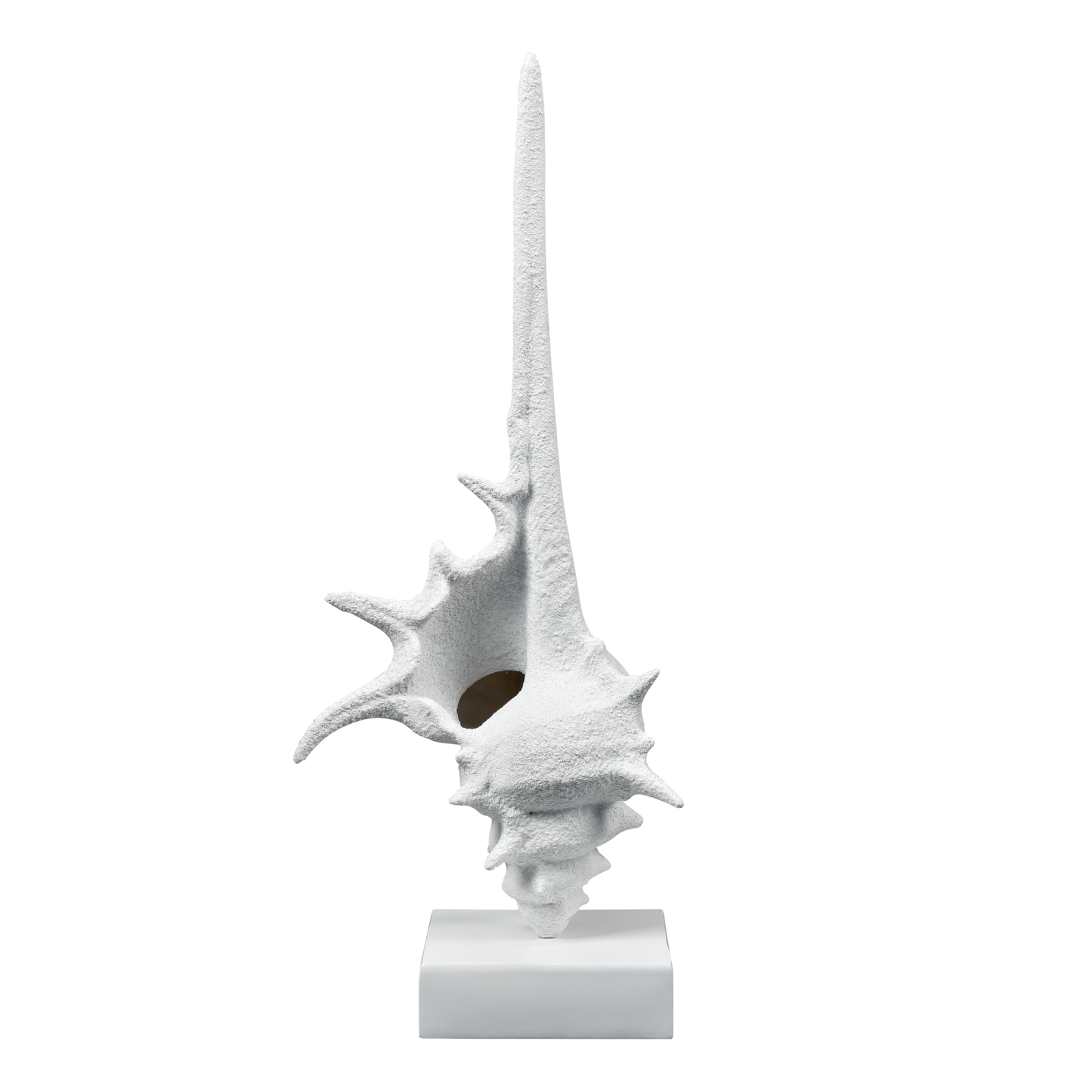 Atlas Tigertail Shell Textured White Resin Sculpture - 30 inch Tall