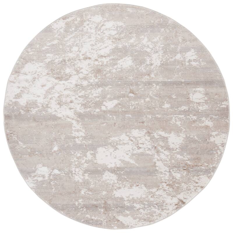 SAFAVIEH Hanna Melisa Contemporary Rug - 6'7" Round - Beige/Ivory Grey