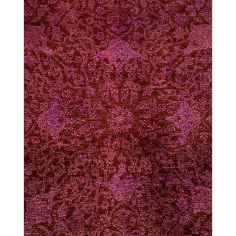 Overton Hand Knotted Wool Vintage Inspired Modern Contemporary Overdyed Purple Round Area Rug - 6' 1" x 6' 1"
