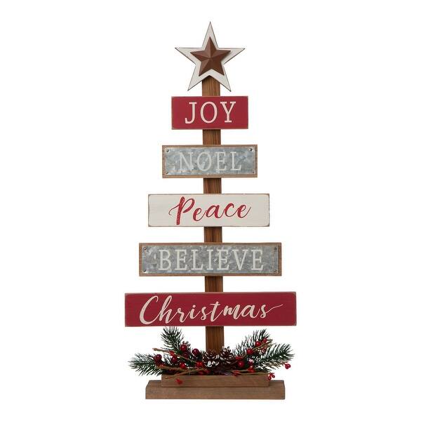 Shop Glitzhome Wooden Table Tree Decor Overstock 31812619
