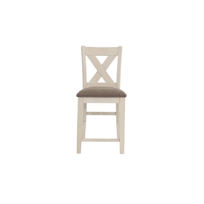 5 Piece Counter Height Dining Table Set, Wooden Kitchen Breakfast Table Set with Storage Shelves, 2 High Chairs & 2 Stools