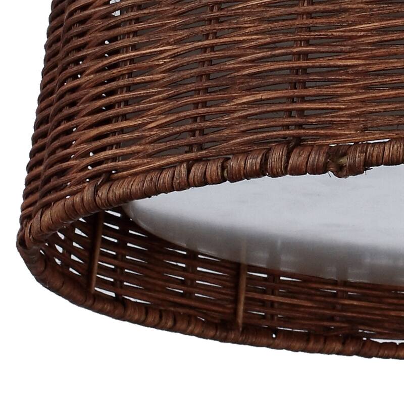 17" Boho Brown Rattan LED Flush Mount Ceiling Light