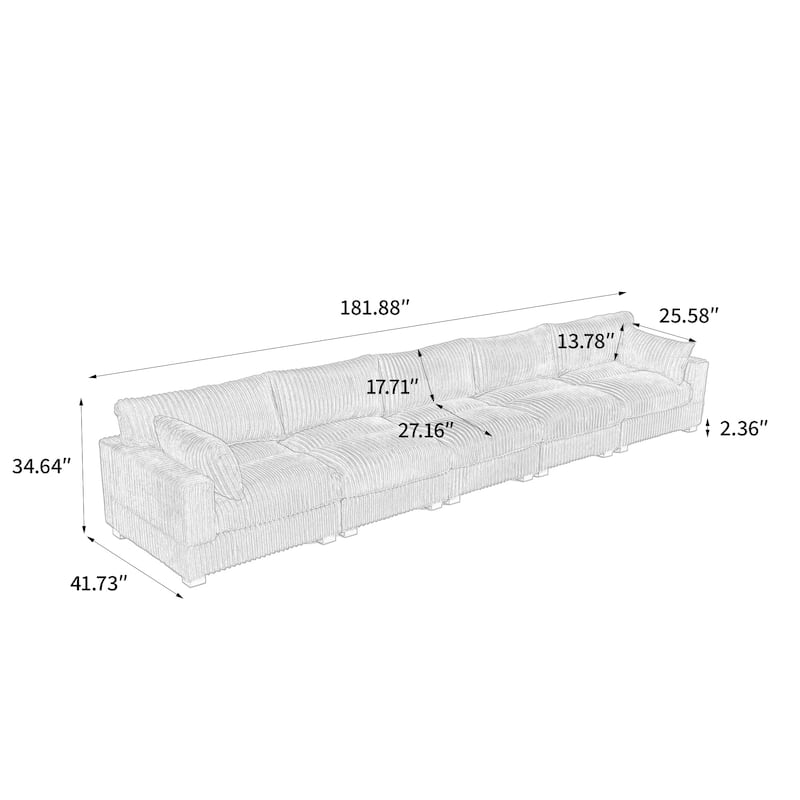 5-Piece Oversized Cotton Flannel Modular Sectional Sofa for Living Room