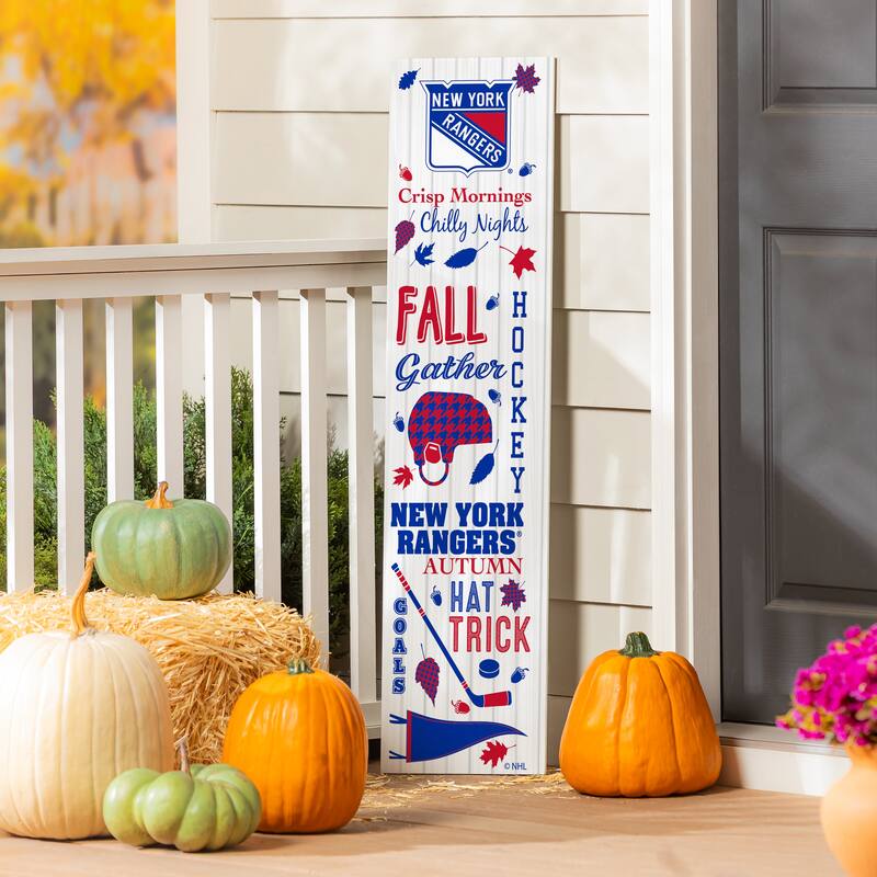 47" Double Sided Seasonal Porch Leaner, New York Rangers - 47" x 11.25" - Fall