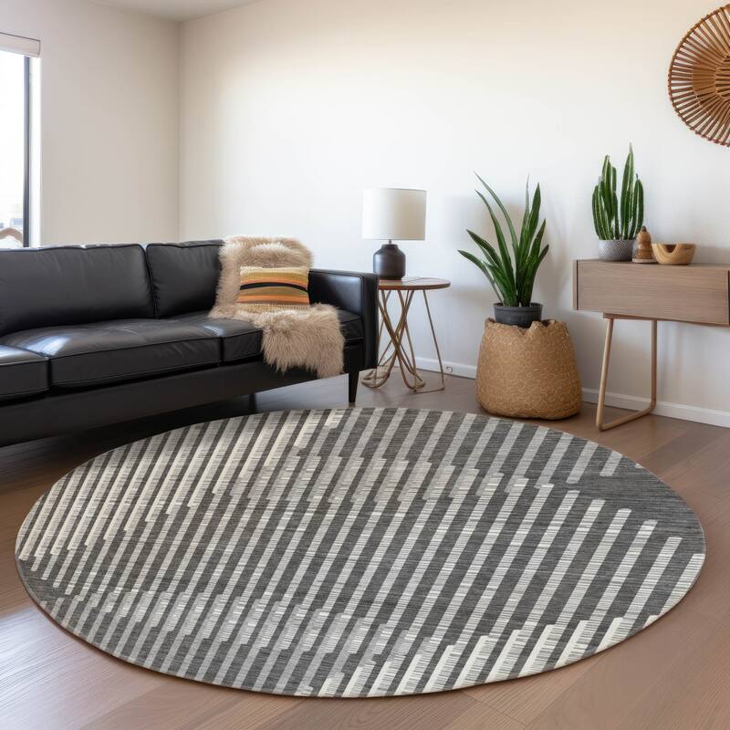 Premium Washable Super Soft Modern Allure Mayfield Rug - Charcoal - 8' x 8'