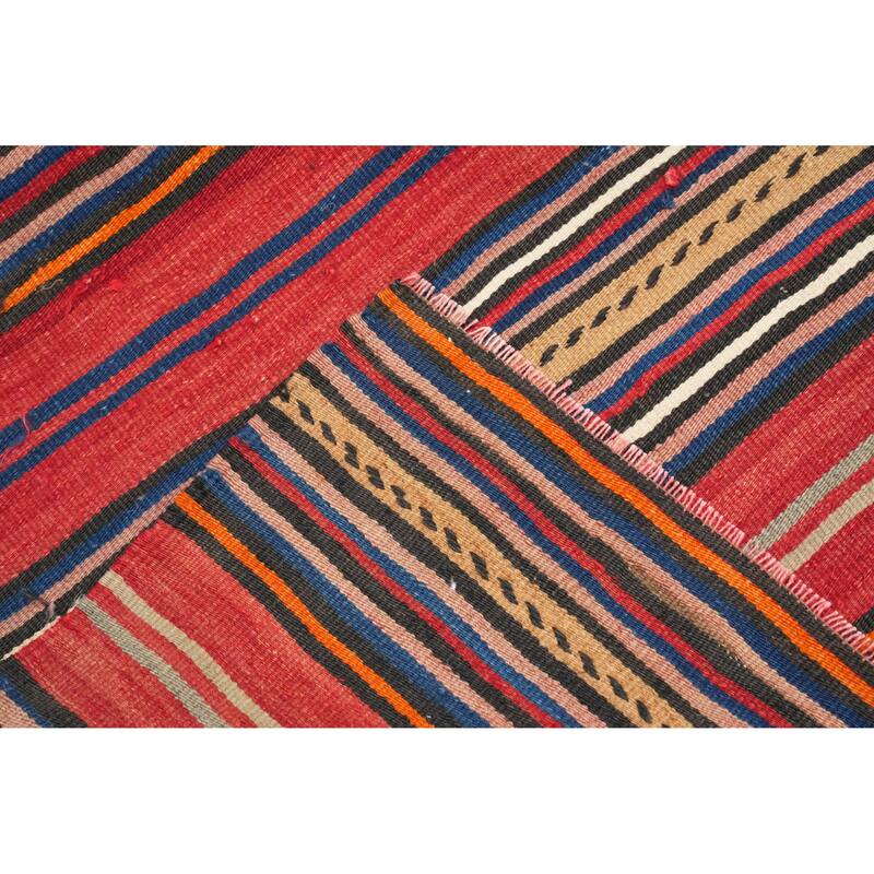 Hand Woven Oriental 100% Wool Carpet Southwestern Geometric Oranges & Rust Kilim Area Rug - 7' 11'' X 5' 2''