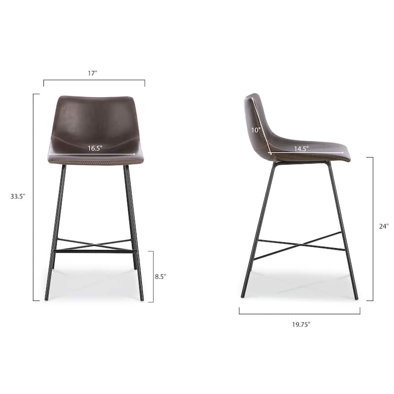 Poly & Bark Paxton 24" Seat Height Counter Stool (Set of 2)