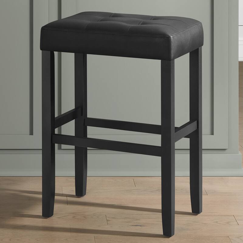 Madison Backless Bar Height Stool Black Finish with Black PU