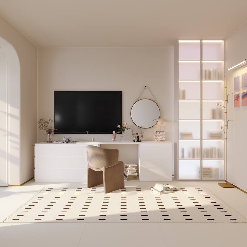 Makeup Table Chic Vanity Dresser Combo: Spacious Multi-Drawer Design