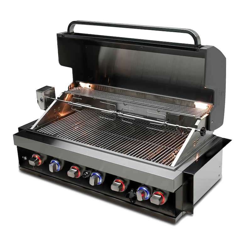Mont Alpi MABi805-BSS-COMBO 6-Burner Black Stainless Steel Built-in Grill with Outdoor Compact Refrigerator & Accessories - N/A