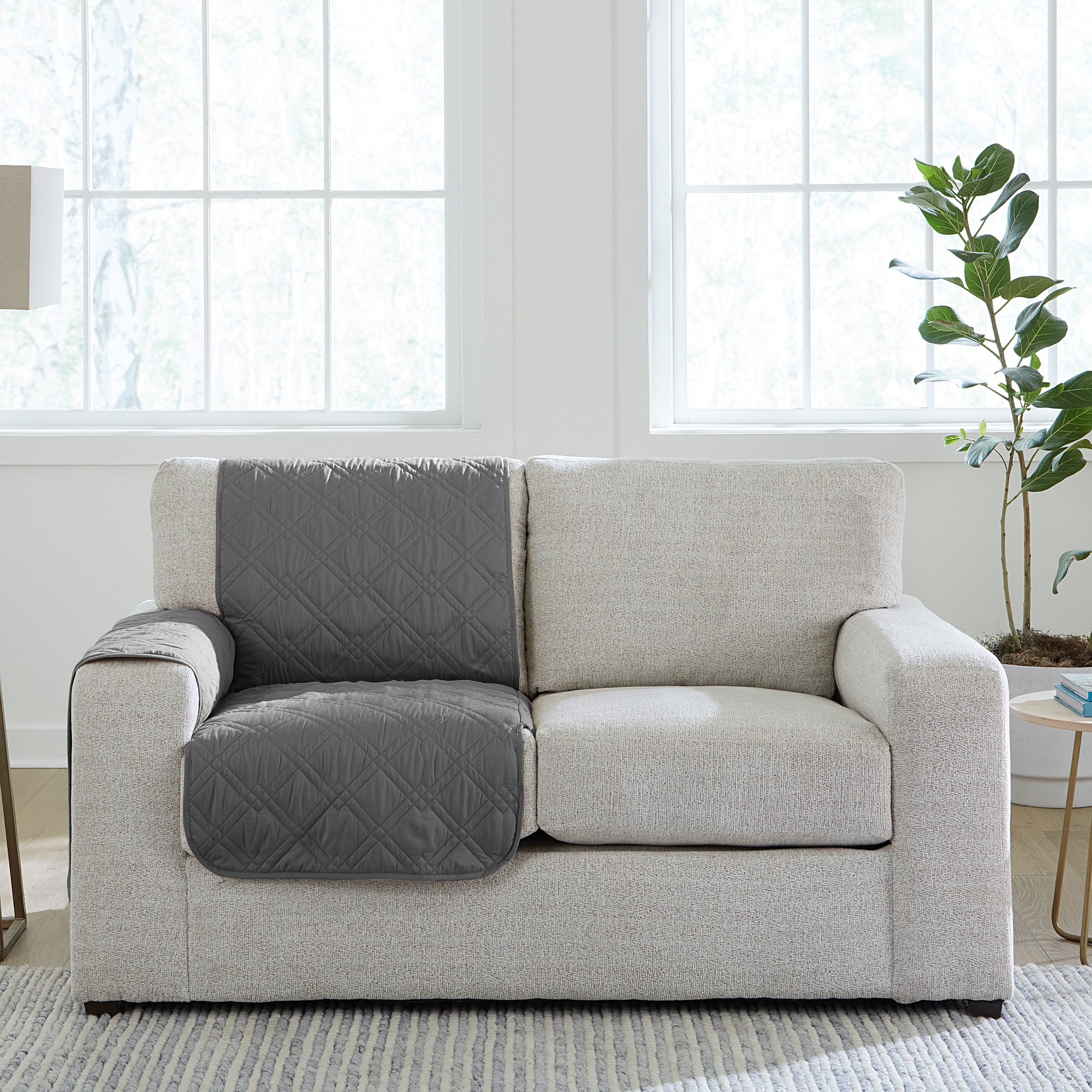 Sure Fit Polyester Box Cushion Sofa Slipcover Fabric Type Tan Polyester