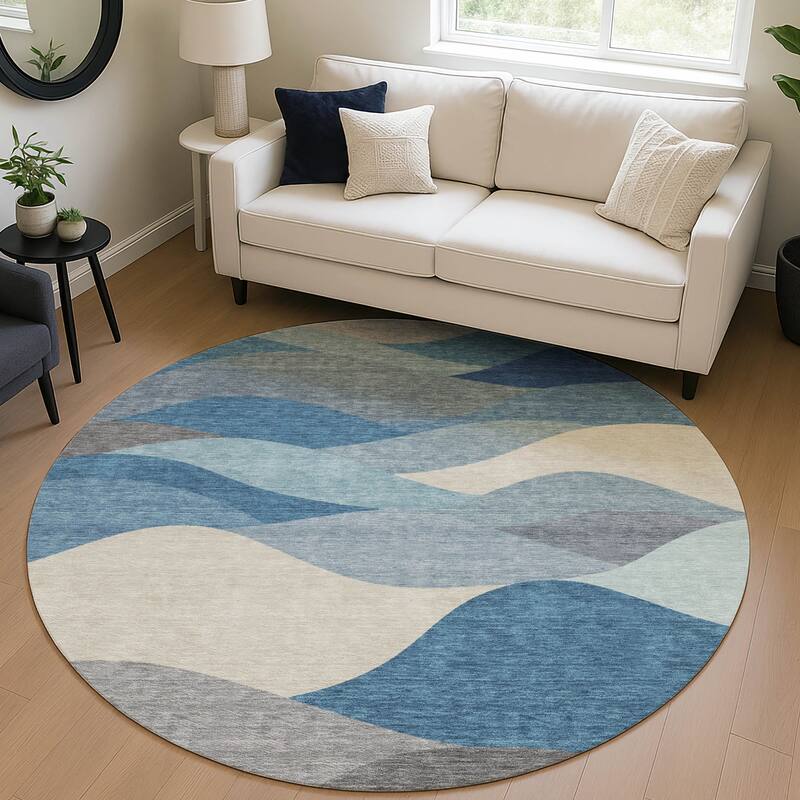 Machine Washable Indoor/ Outdoor Modern Horizon Chantille Rug