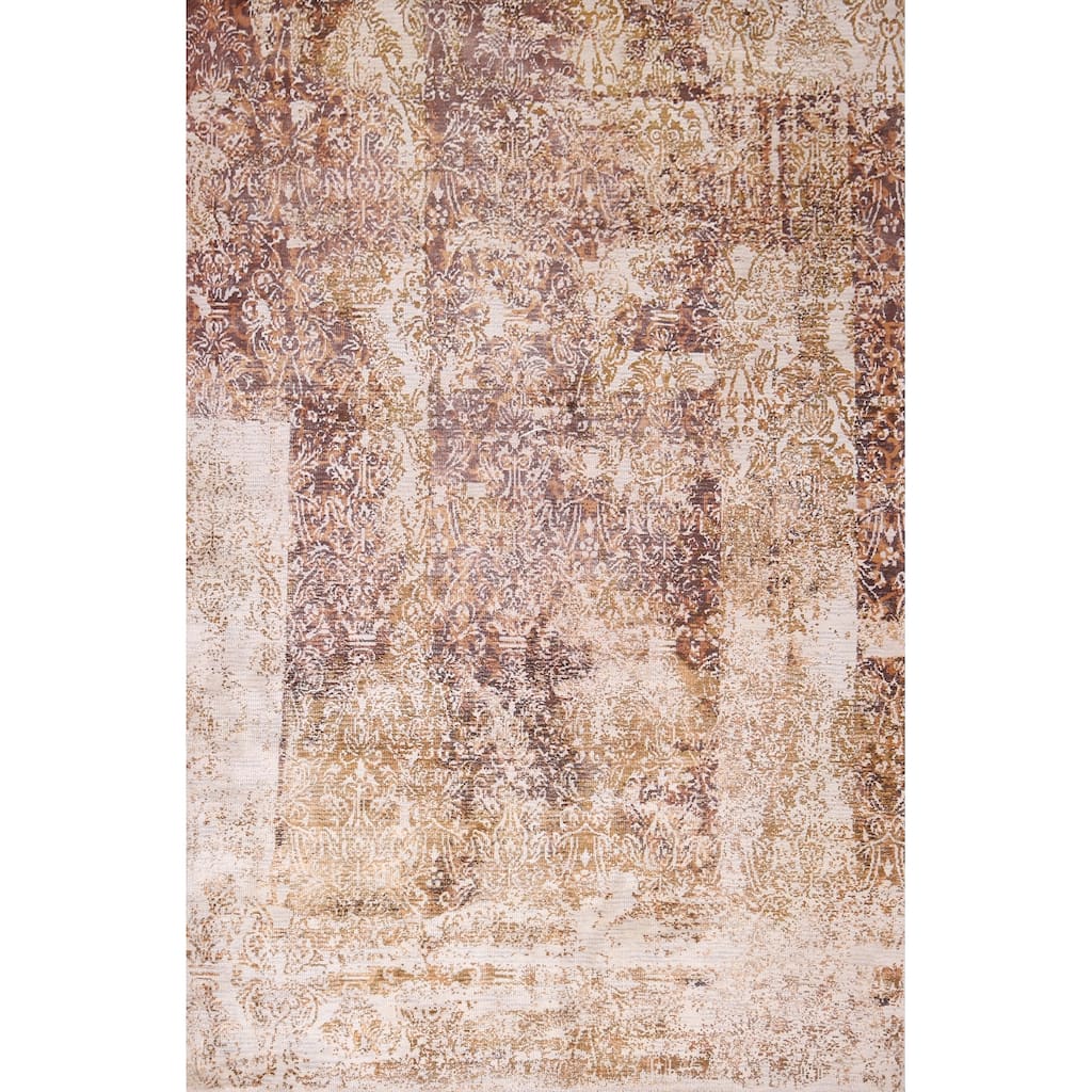 All-Over Abstract Modern Area Rug Hand-Knotted Wool Carpet - 5'4" X 7'10"