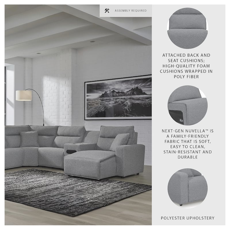 Signature Design by Ashley Modmax Gray 7-Piece Power Reclining Sectional with Chaise - 143" W x 143" D x 41" H