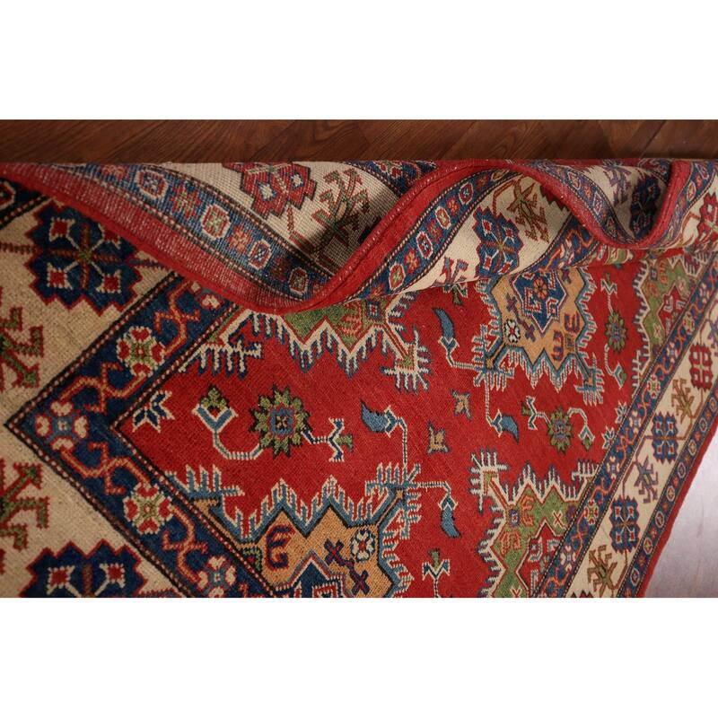 Oriental Kazak Area Rug Handmade Wool Carpet - 4'0" x 5'10"