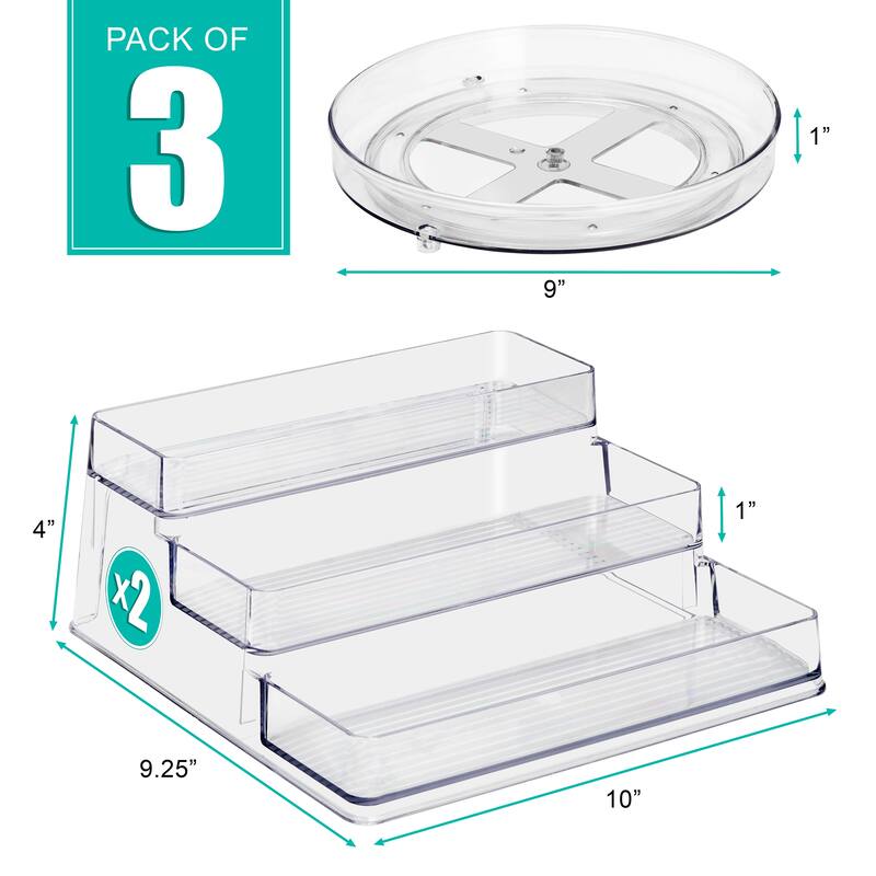 Sorbus Spices Organizer Set with Lazy Susan and 3-Tier Spice Shelf - 10" L x 9.25" W x 4" H