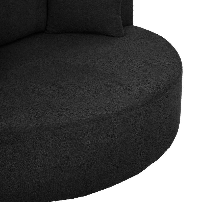 Chenille 360° Swivel Barrel Chair with 3 Removable Pillows