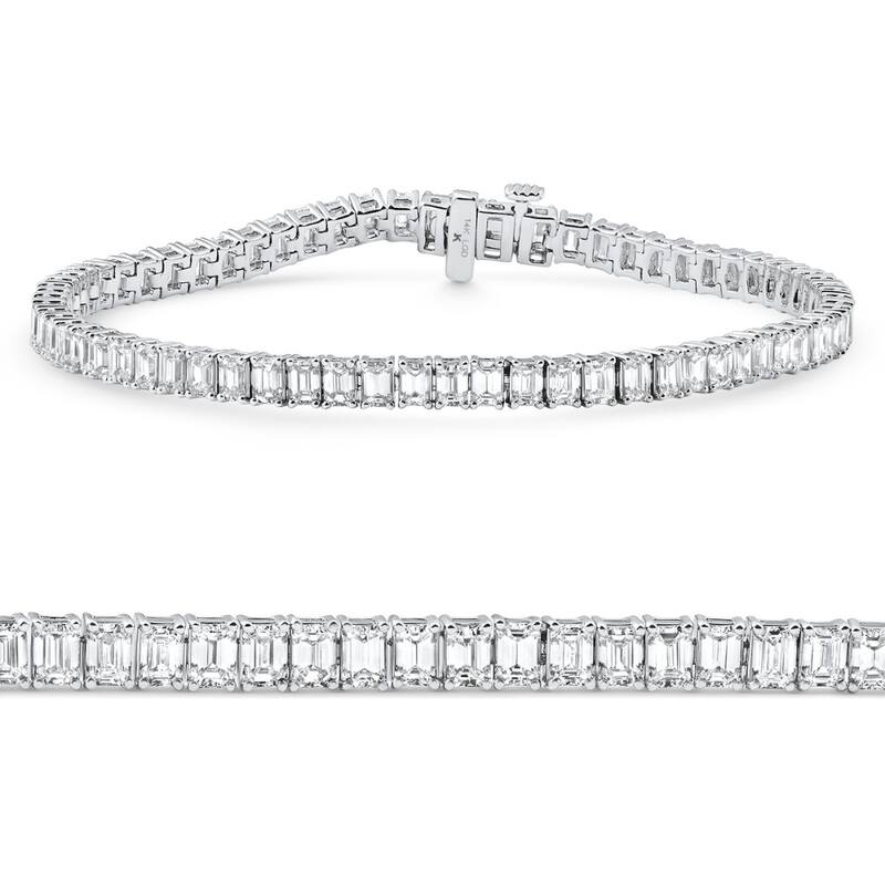 Bliss Diamond 7Ct Emerald Cut Diamond Tennis Bracelet 7" White Gold