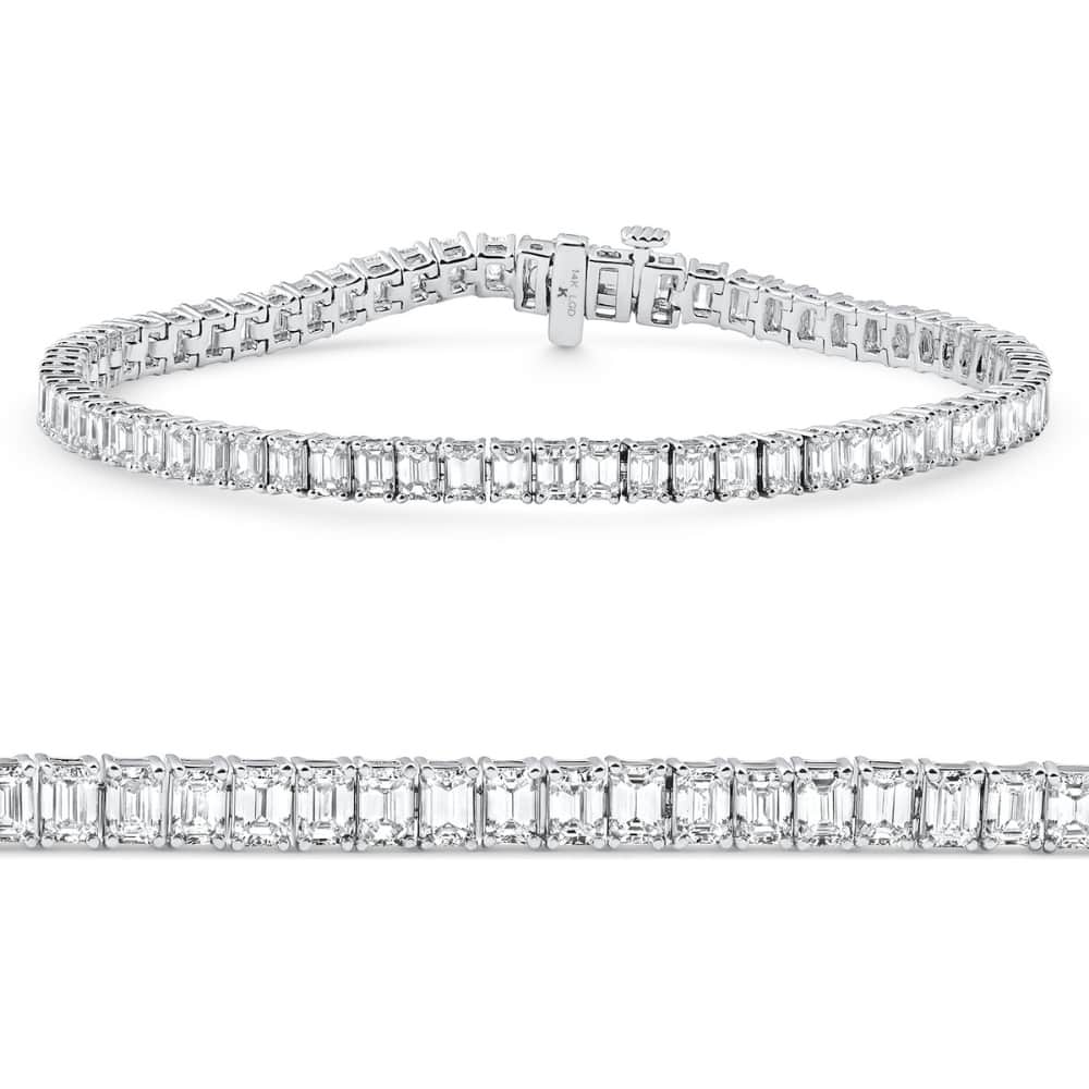 Bliss Diamond 7Ct Emerald Cut Diamond Tennis Bracelet 7" White Gold