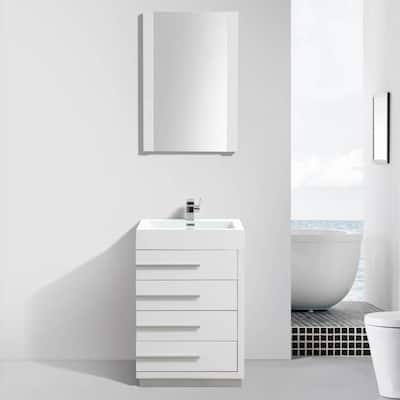 Blossom 24" All-Wood Vanity w/ Acrylic Sink & Mirror, Freestanding