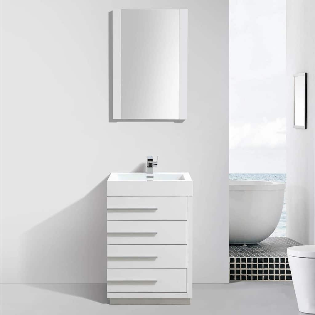 Blossom 24" All-Wood Vanity w/ Acrylic Sink & Mirror, Freestanding