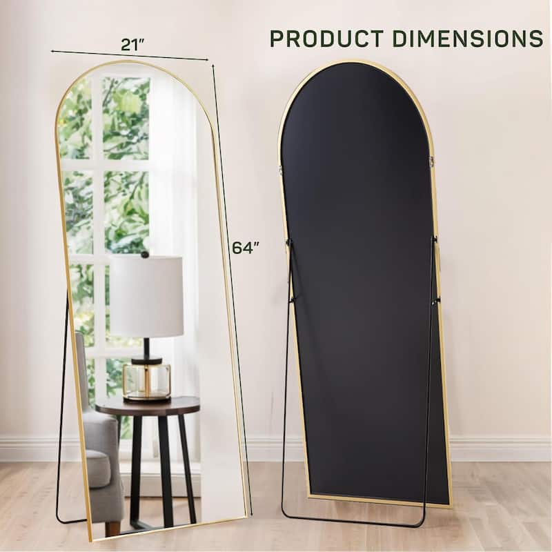 Full Length Mirror with Stand, Floor Mirror with Aluminum Alloy Frame for Bedroom, Standing Full Body Mirror for Wall, Cloakroom