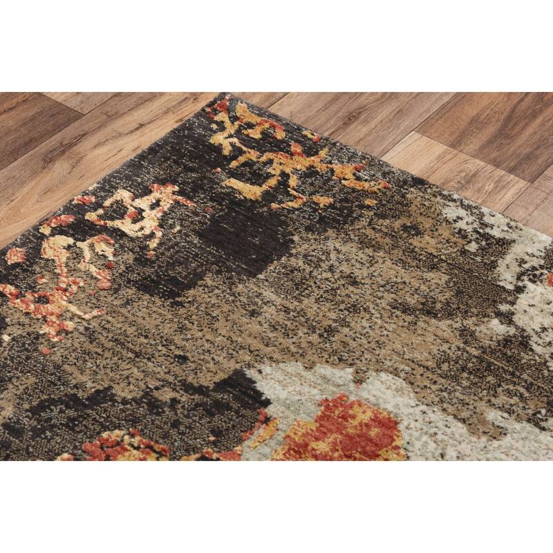 Alora Decor Alure Chocolate, Orange, Beige Modern Wool Blend Rug