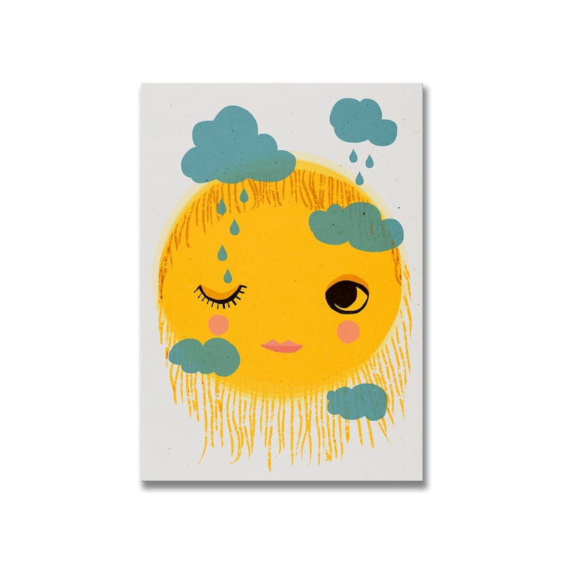 Kids Framed Art Print Sun And Rain by Treechild - Multi-Color