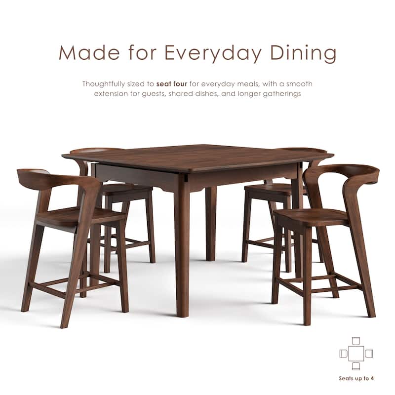 Furniture of America Abigail IX Mid-Century Modern 5-Piece Walnut 53-inch 1-Leaf Extendable Counter Height Dining Set