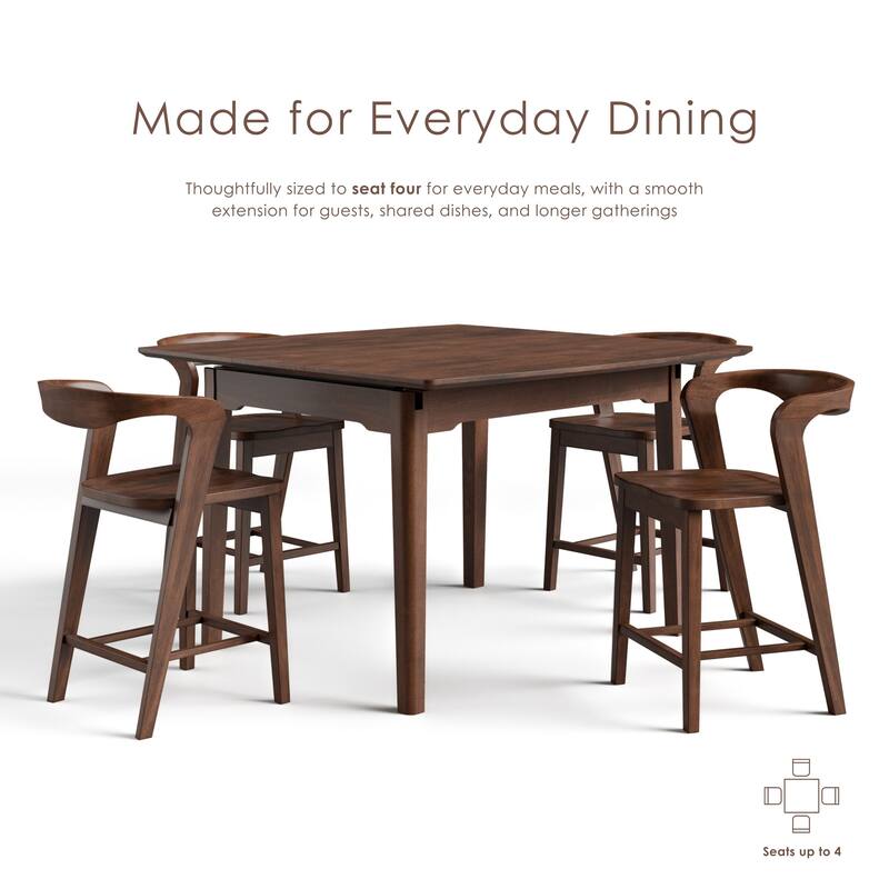 Furniture of America Abigail V Mid-Century Modern 5-Piece Walnut 53-inch 1-Leaf Extendable Counter Height Dining Set