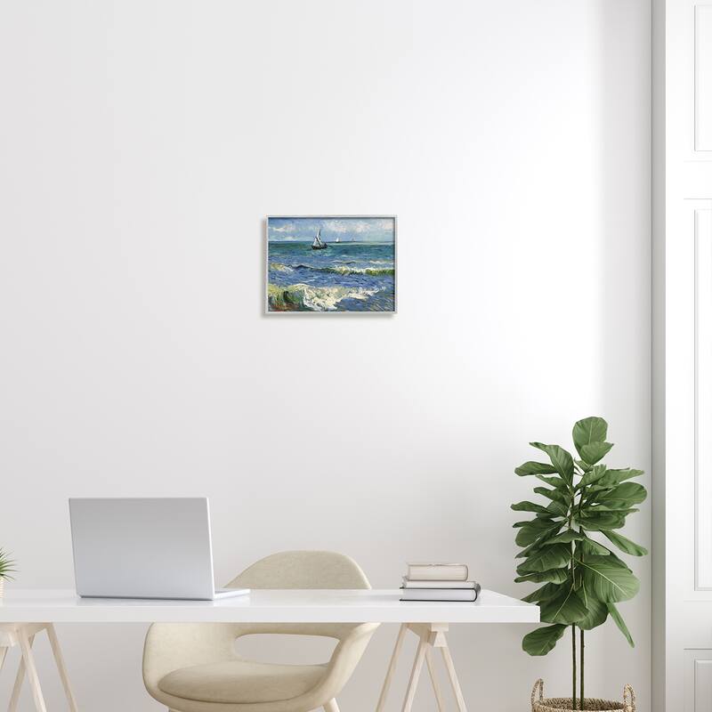 Stupell The Sea at Les Saintes-Maries-de-la-Mer Vincent van Gogh Painting Framed Wall Art, Design by one1000paintings