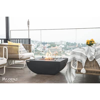 Modeno Aurora 50,000 BTU Black Concrete Propane Fire Table with Lava Rocks & Cover