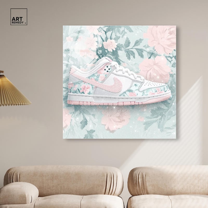 Dainty Floral Sneaker Acrylic by Art Remedy, Ready to Hang