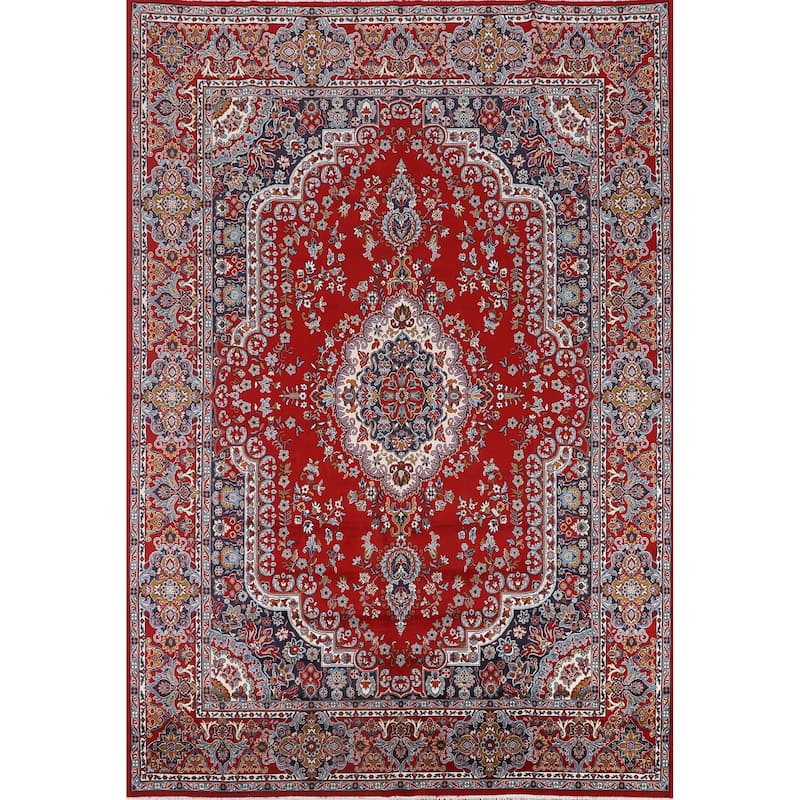 Medallion Red Tabriz Turkish Area Rug Living Room Machine Made Carpet - 9'8" x 12'11"