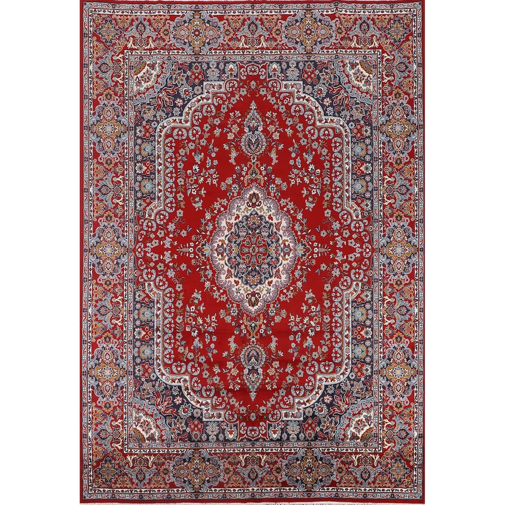 Medallion Red Tabriz Turkish Area Rug Living Room Machine Made Carpet - 9'8" x 12'11"