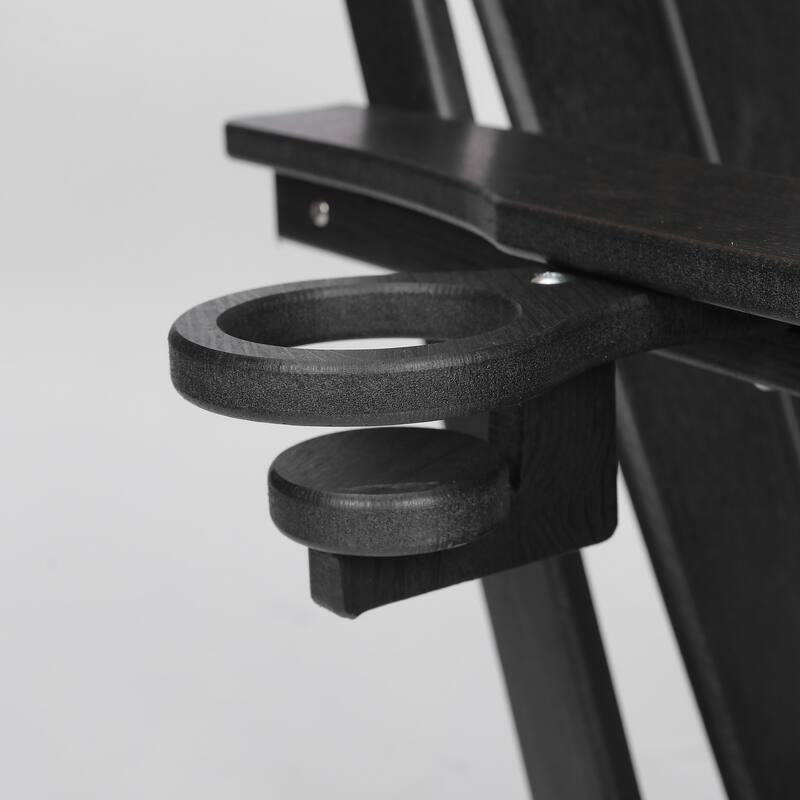 HDPE Folding Adirondack Chair with Dual Cup Holder - Composite Adirondack Chair with Wood Texture
