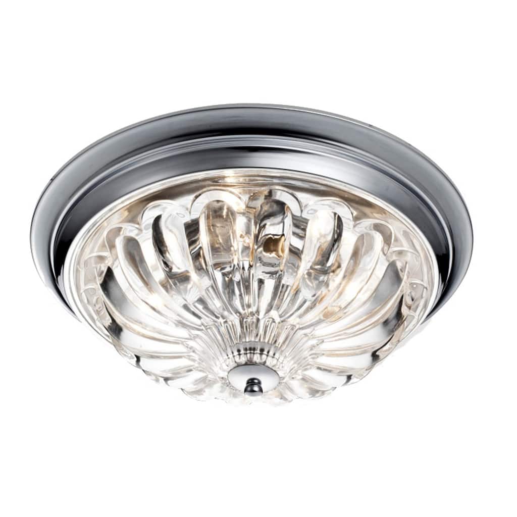 4 Light Chrome Steel Flush Mount with Clear Glass Shade