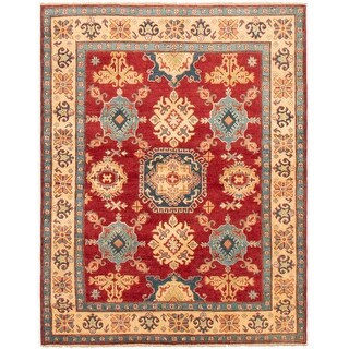 Bedroom Finest Ghazni Geometric Red Rug 9'8 x 13'8 Hand-Knotted Wool Rug eCarpet Gallery Large Area Rug for Living Room 363419