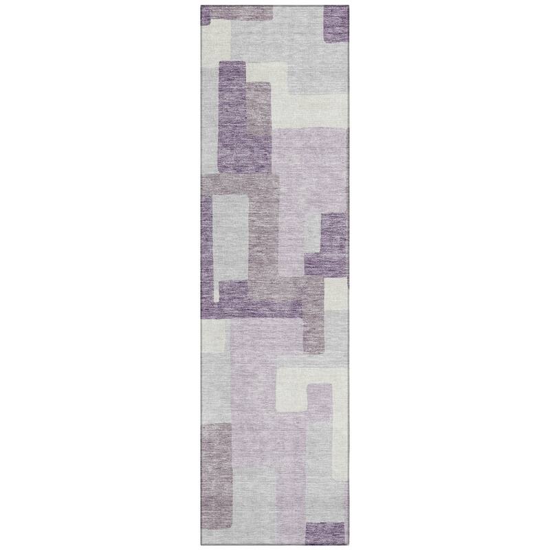 Machine Washable Indoor/ Outdoor Chantille Contemporary Blocks Rug