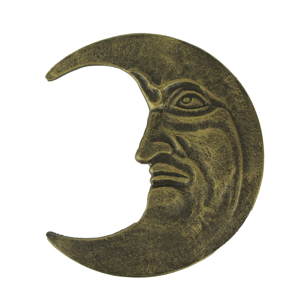 Zeckos Bronze Cast Iron Crescent Man In The Moon Face Wall Sculpture