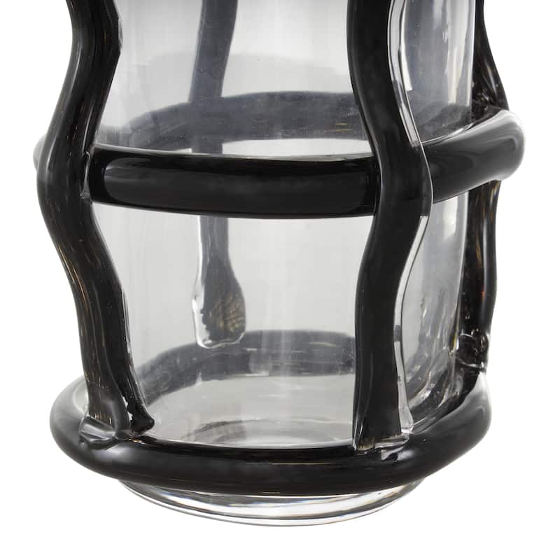 Recycled Glass Handmade Tall Decorative Vase with Glass Framing - Blue or Black - Roche River Decor