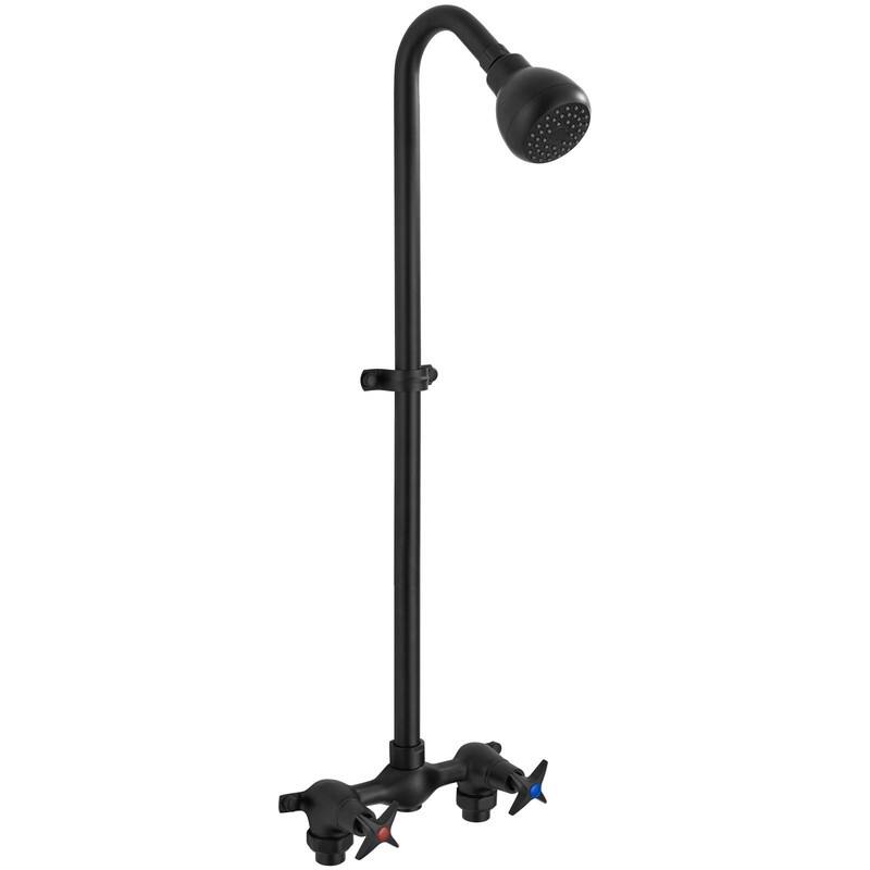Outdoor Shower Kit with High Pressure Showerhead, 2-Handle Faucet System, Brass Mix Valve, 6-Inch Center